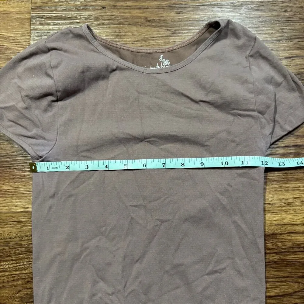 Free People Intimately Crop Top Shirt Women's XS/S Stretch Crew Neck Brown Nylon